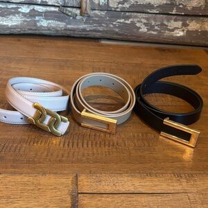 Women’s Leather Belt Set - Black, Tan, Cream